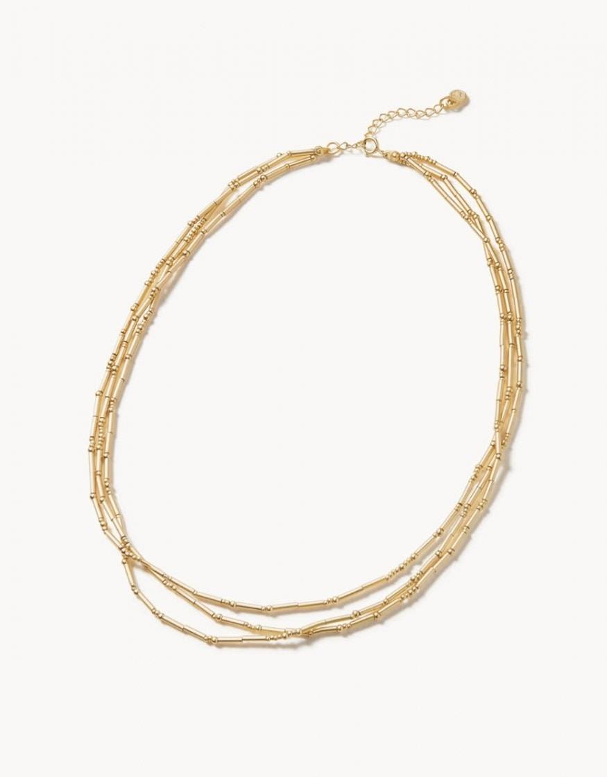 Triple Bitty Bead Necklace Gold Linabella