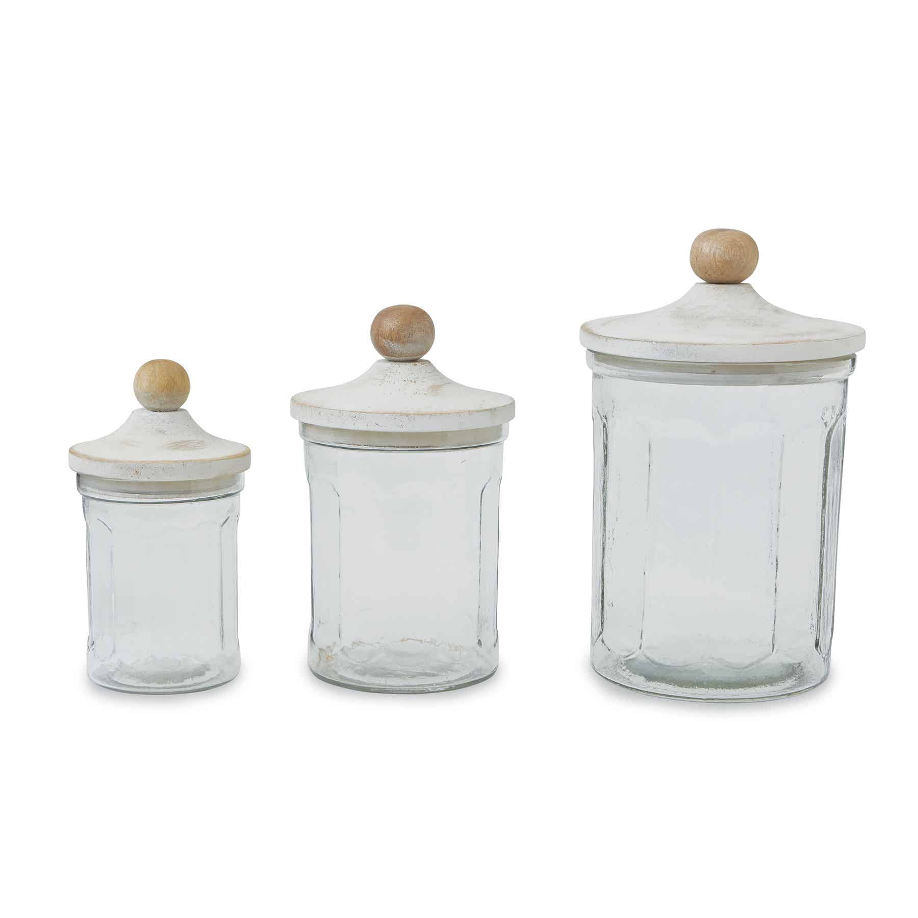 Mud Pie Glass Canister Set White Linabella
