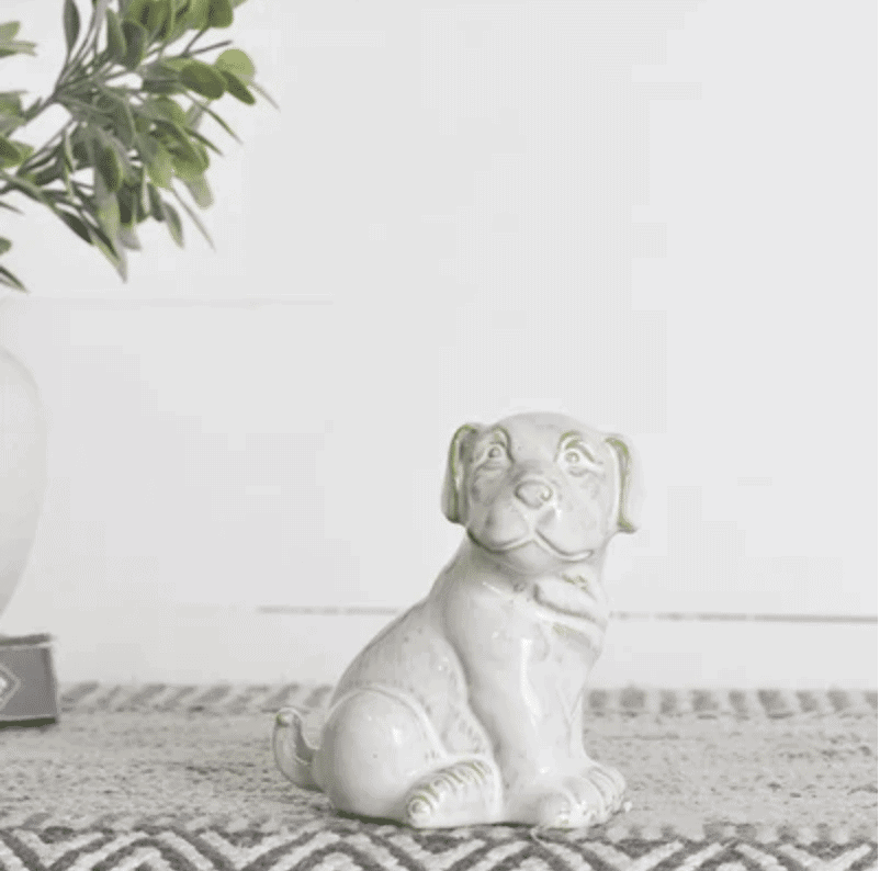 White Ceramic Dog Figurine Linabella