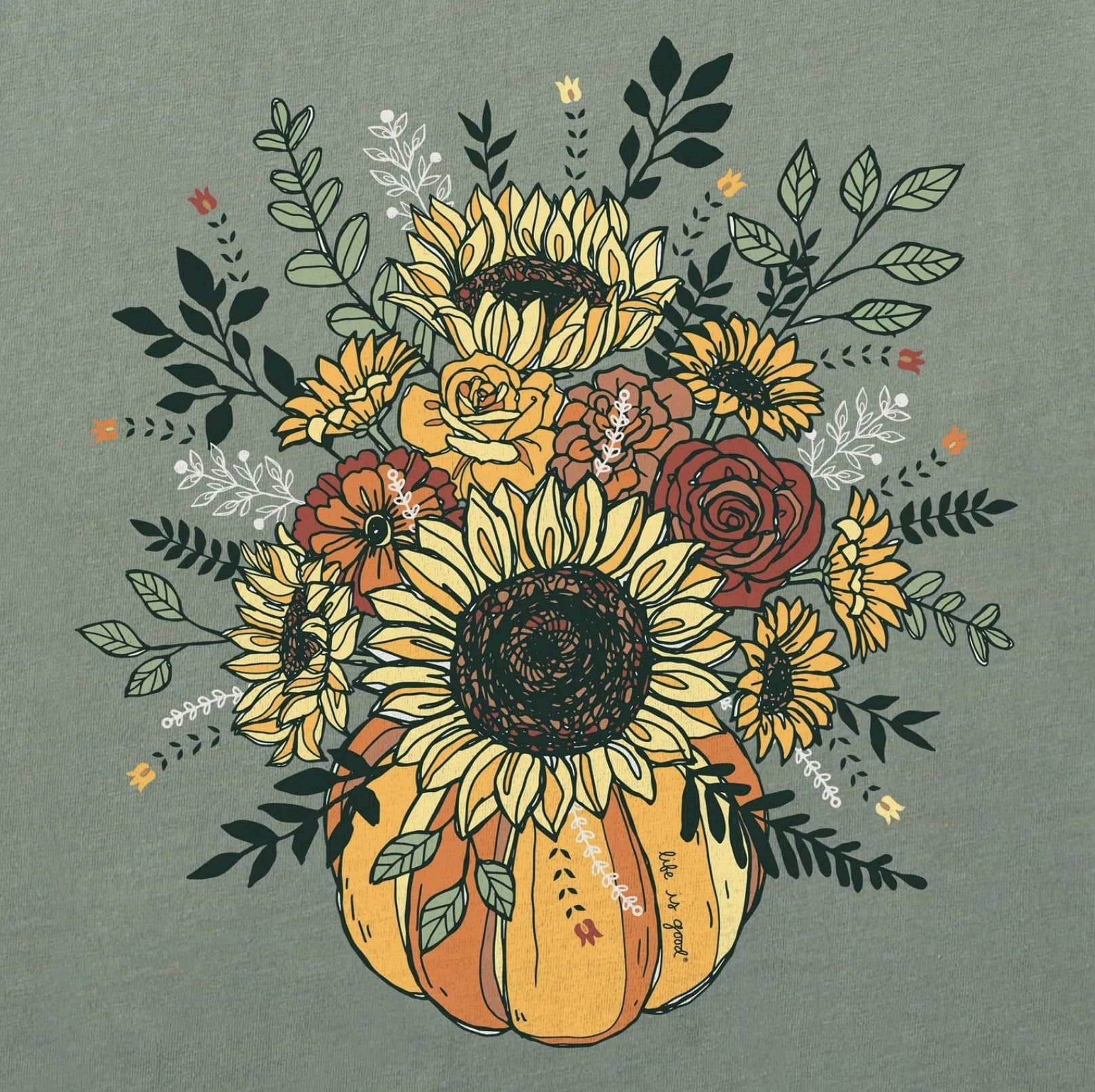 Life Is Good Women's Pumpkin Flowers Long Sleeve 2 Life Is Good Women's Pumpkin Flowers Long Sleeve - Image 2