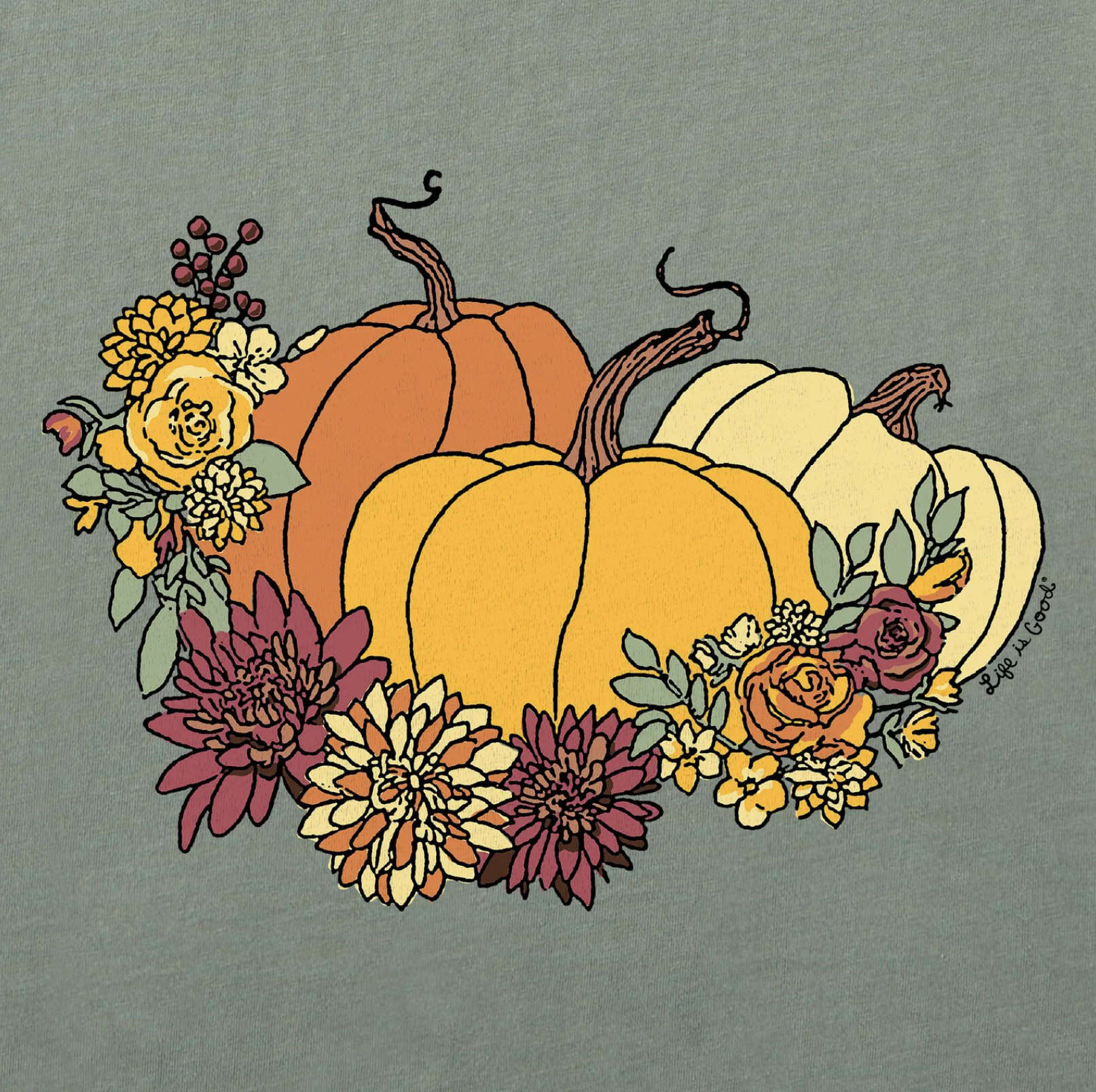 Life Is Good Women's Pumpkin and Flowers Crusher Vee 2 Life Is Good Women's Pumpkin and Flowers Crusher Vee - Image 2